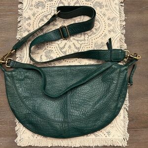 Multi-functional lambskin Anthropologie purse in deep green